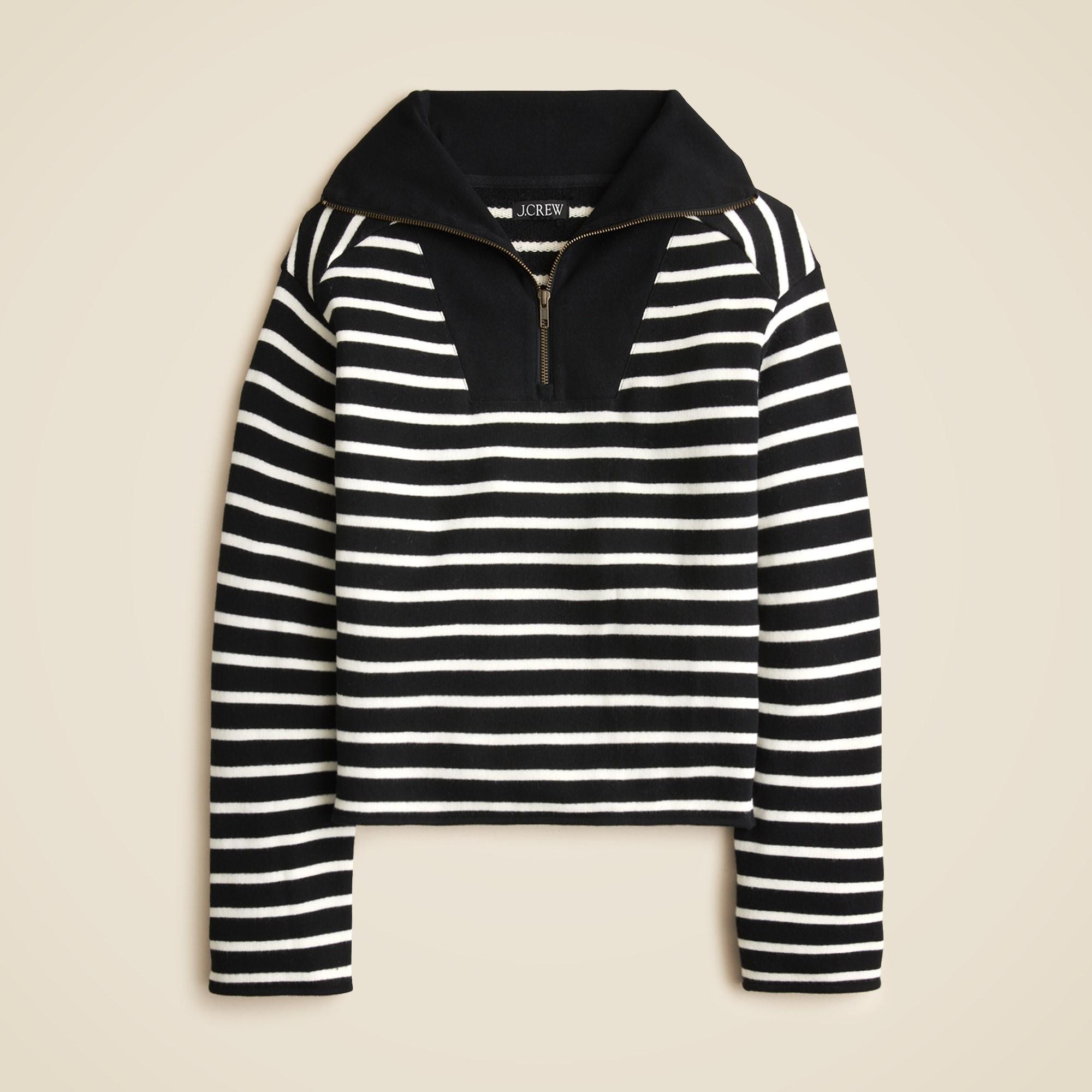 Heritage terry three-quarter zip sweatshirt in stripe Product Image