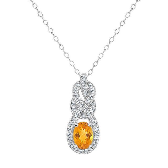 Celebration Gems Sterling Silver Citrine & White Topaz Accent Pendant Necklace, Womens Orange Product Image