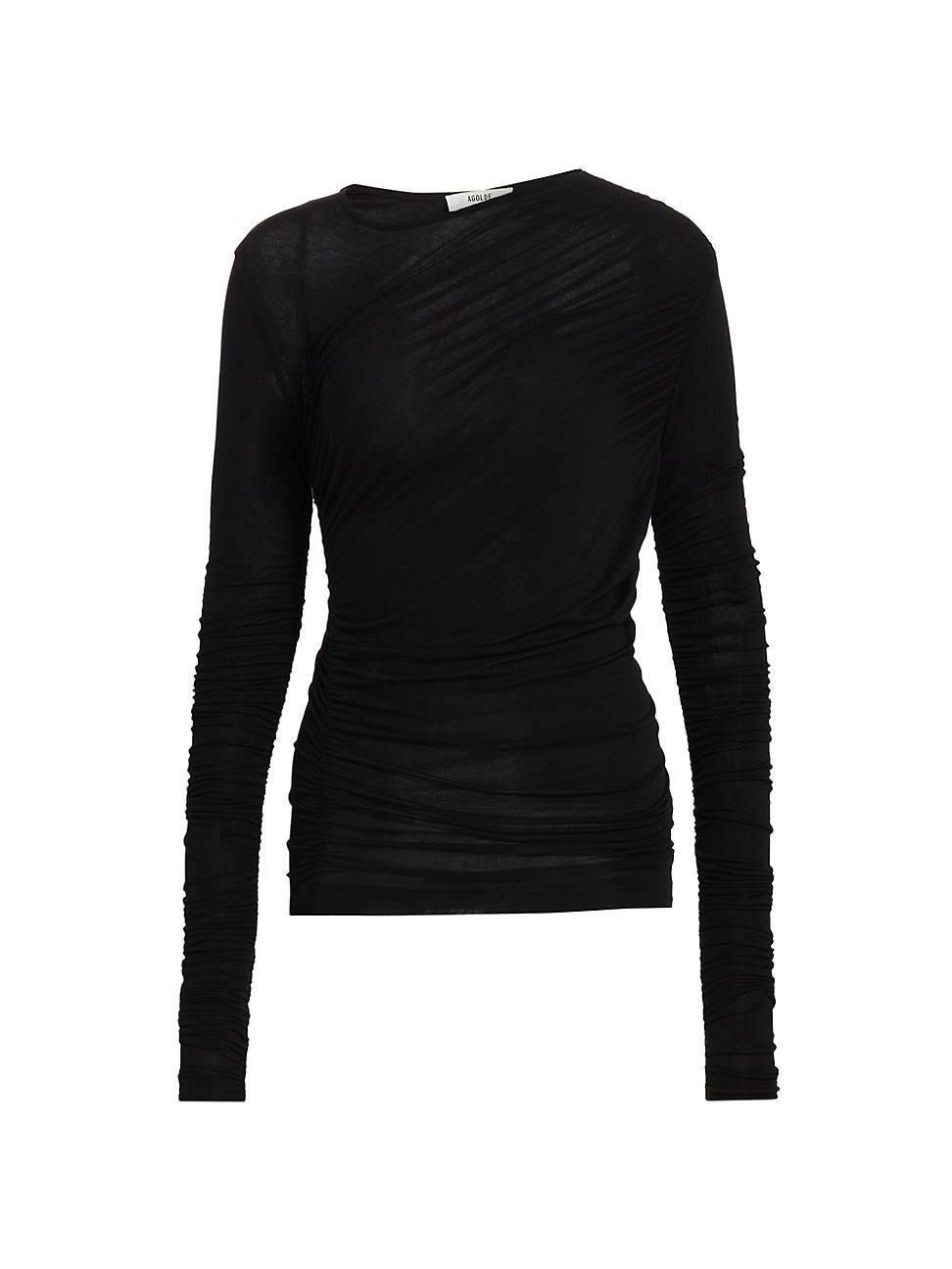 Womens Tania Ruched Long-Sleeve Shirt Product Image