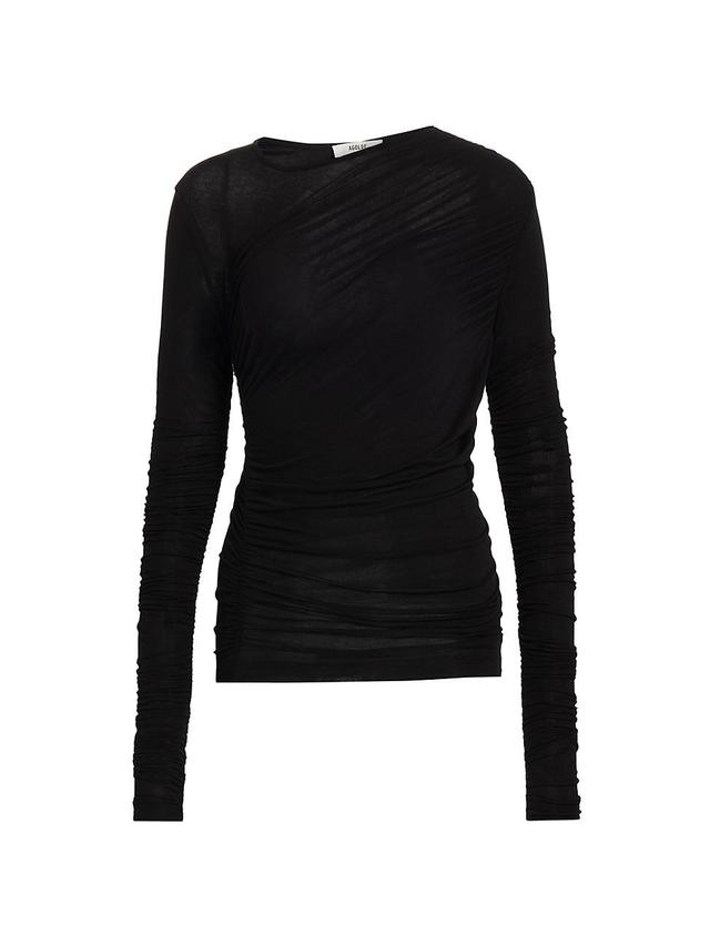 Womens Tania Ruched Long-Sleeve Shirt Product Image