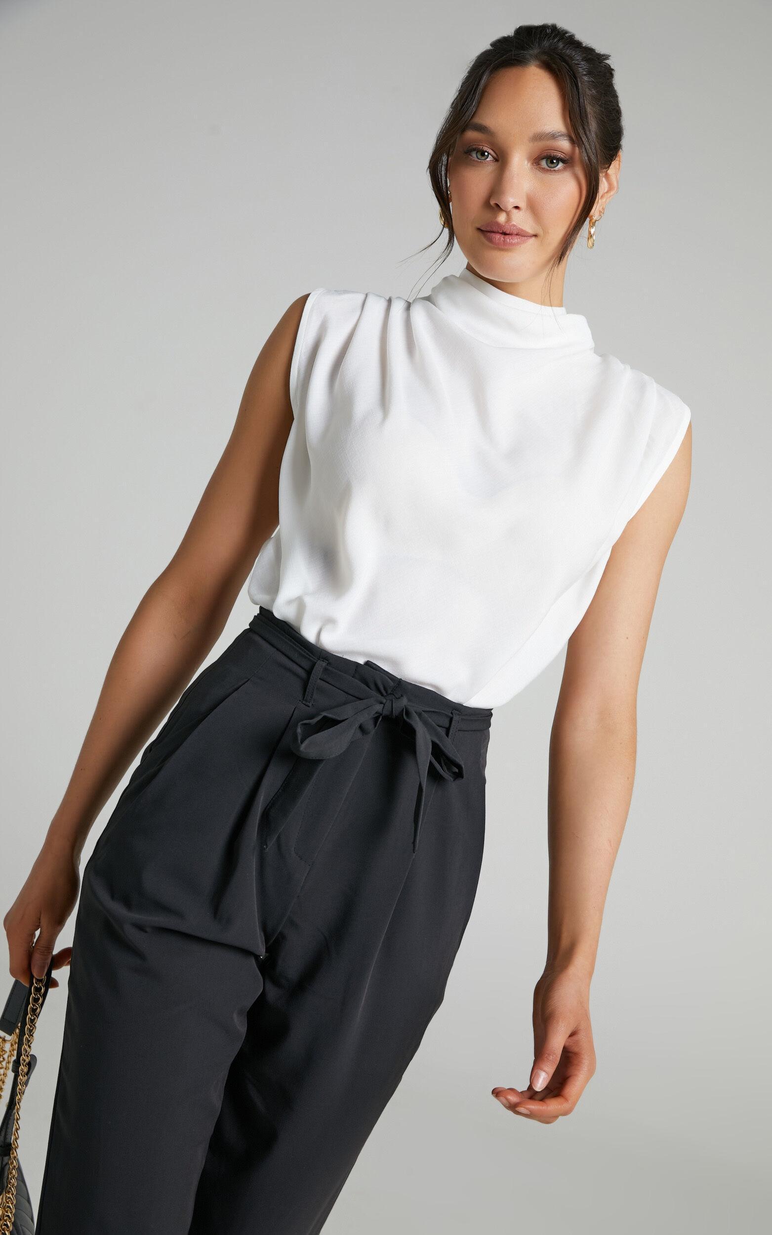 Arianae Top - High Neck Top in White Product Image