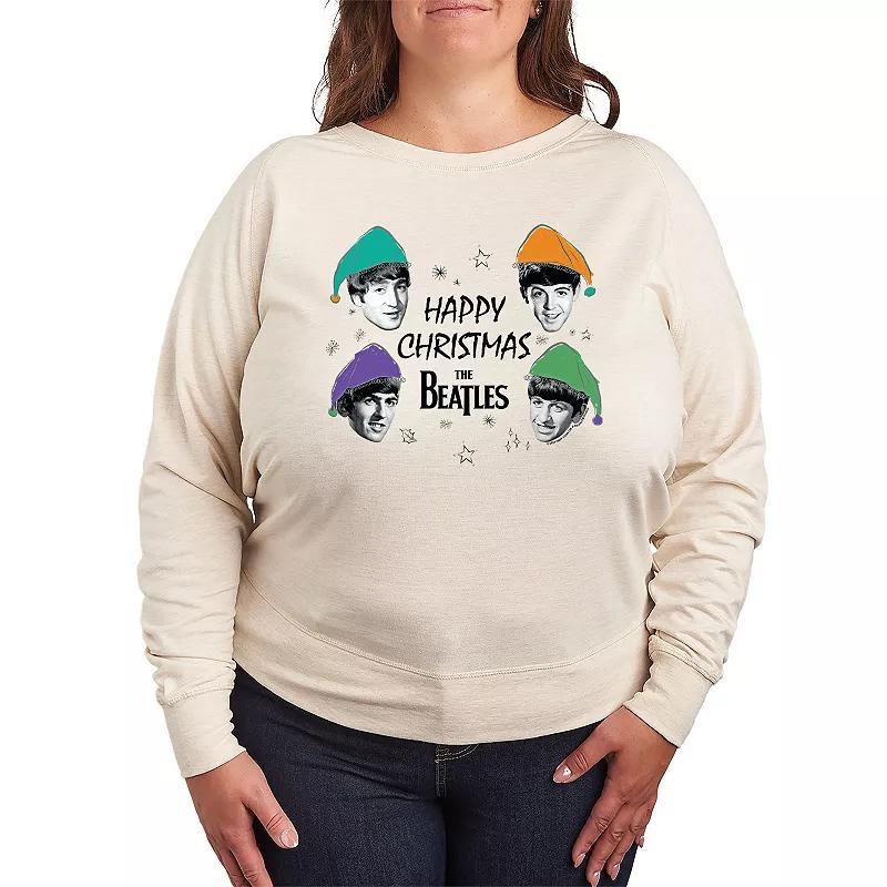 Plus Size The Beatles Happy Christmas Lightweight French Terry Sweatshirt, Womens Product Image