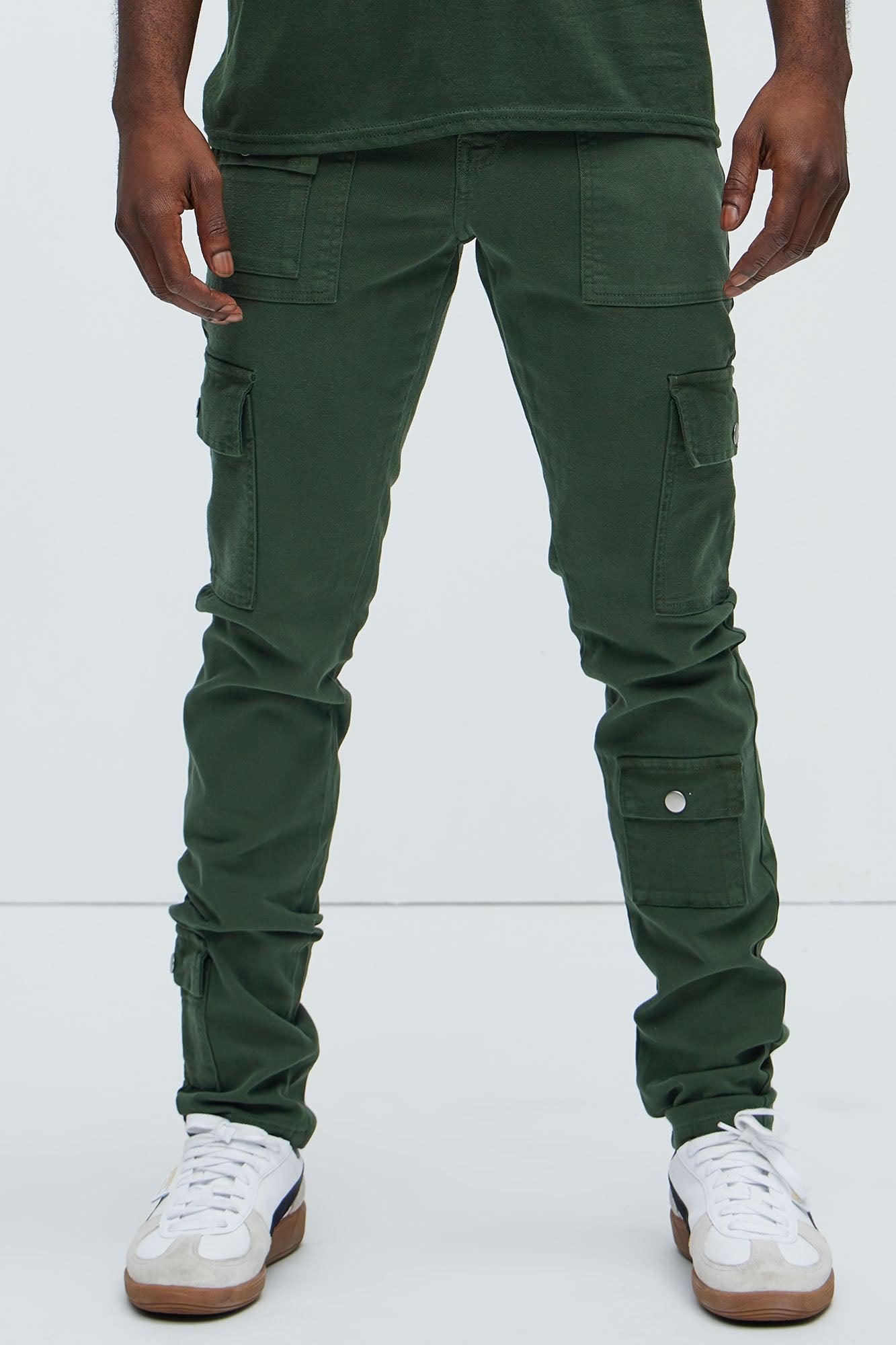 I'm Feeling Stacked Skinny Cargo Pants - Green Product Image