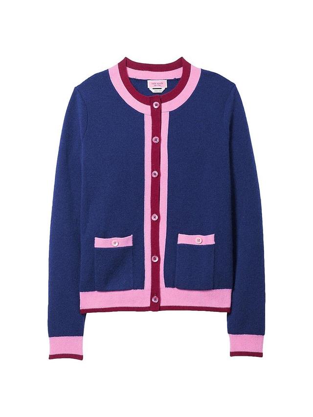 Womens Striped Crewneck Cashmere Cardigan Product Image