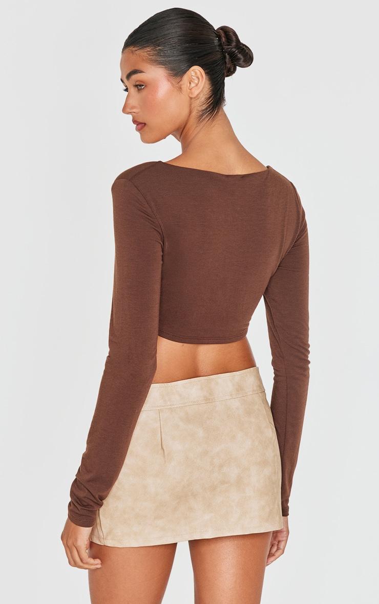 Brown Contour Jersey Square Neck Crop Top Product Image