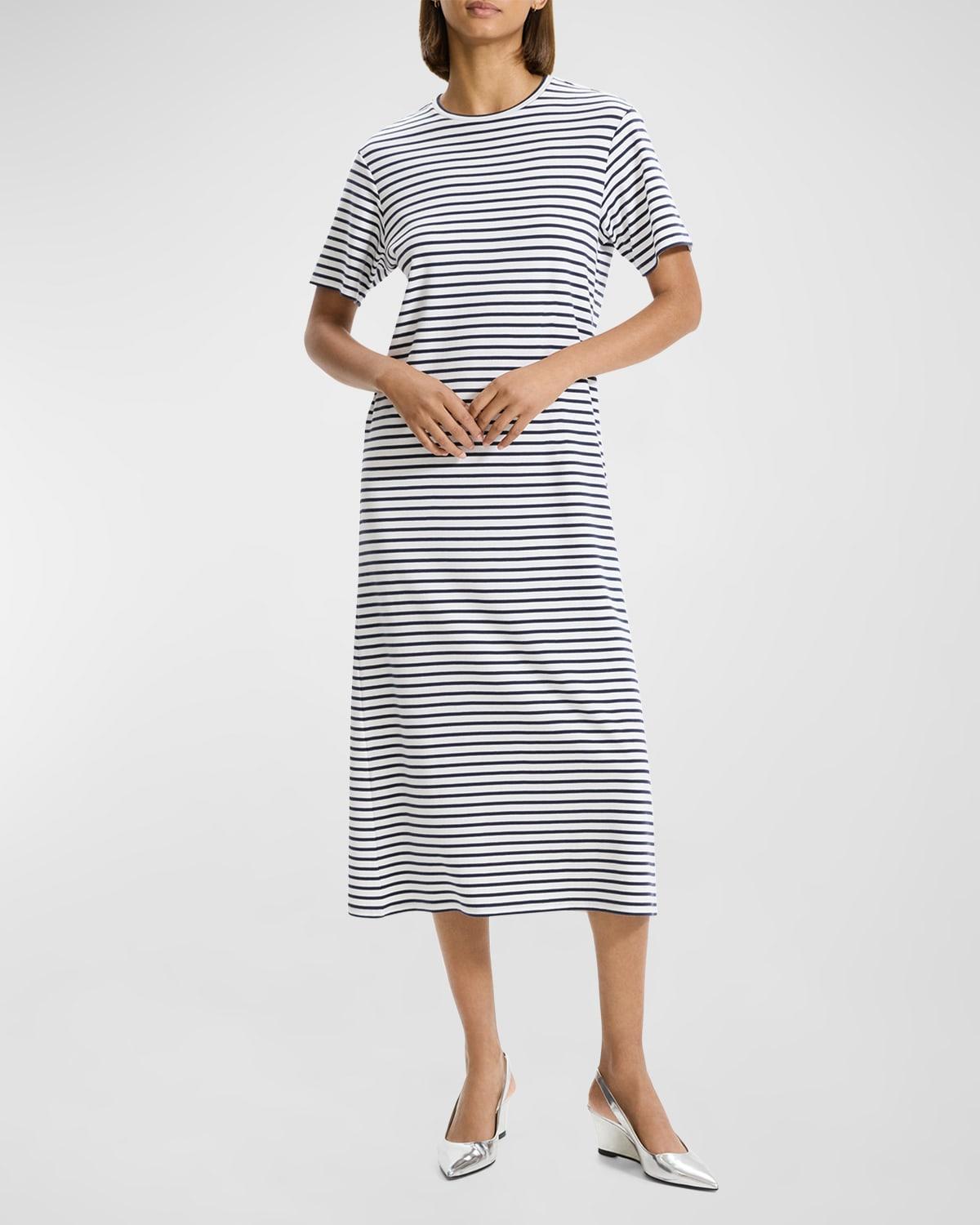 Womens Striped Cotton Midi-Dress Product Image