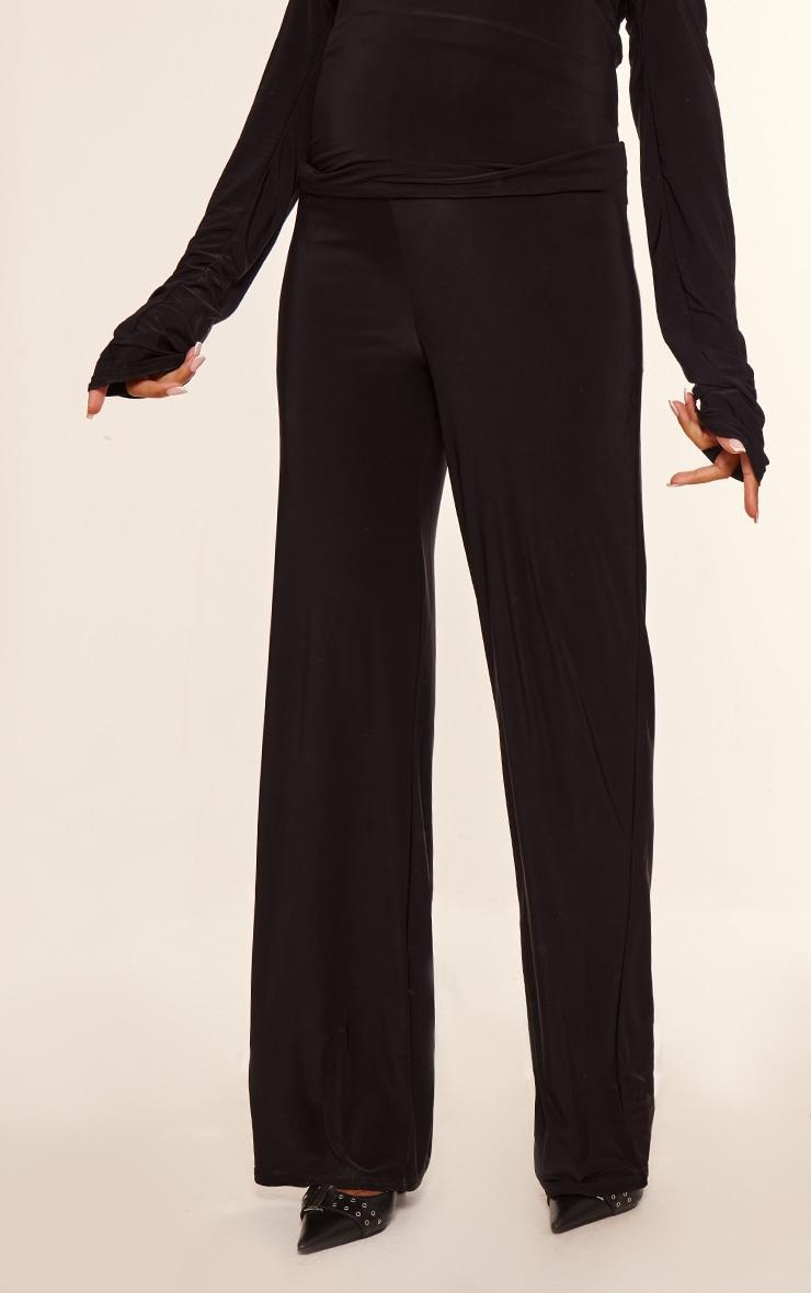 Maternity Black Slinky Wide Leg Pant Product Image