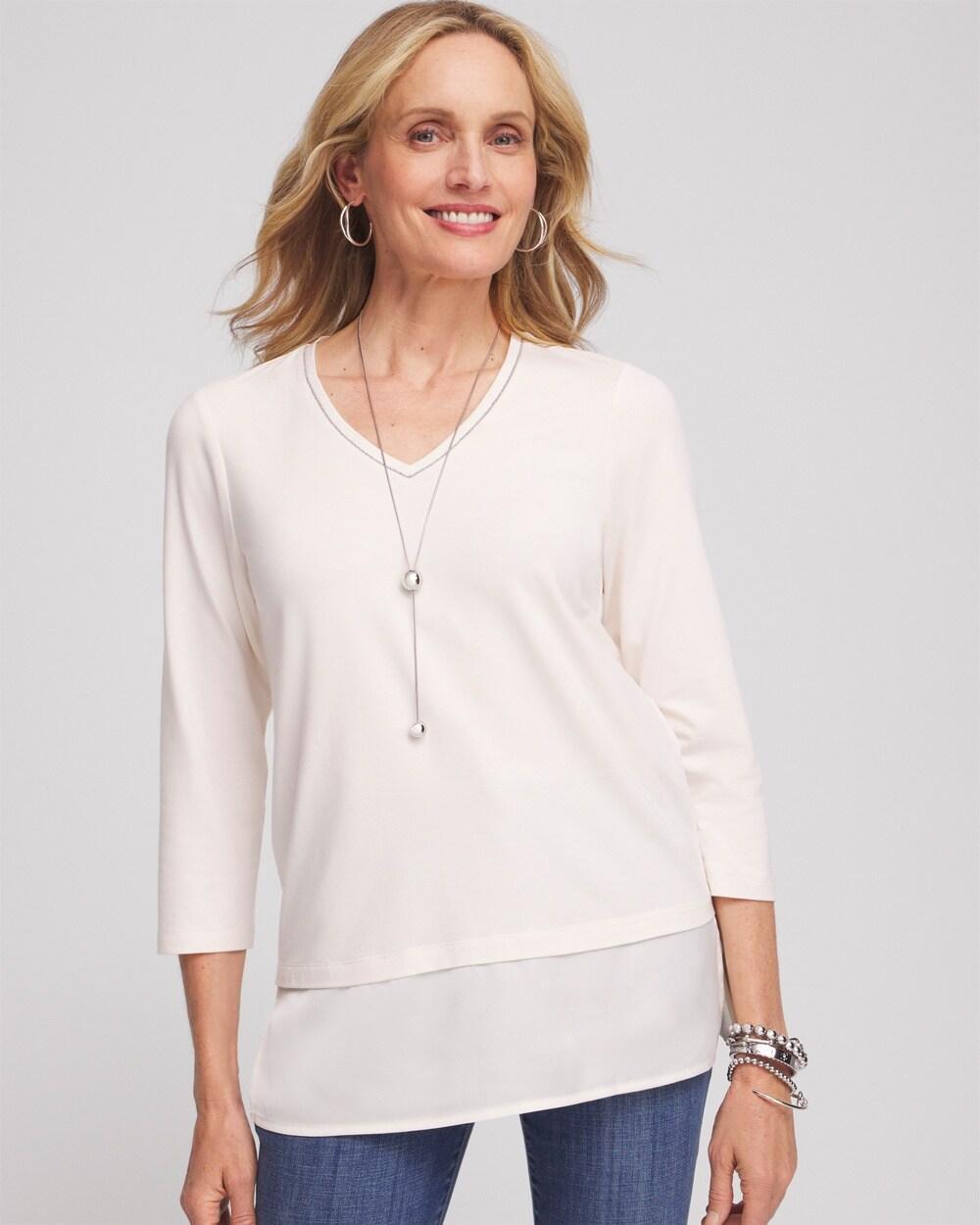 Women's Caviar Satin Mix Tunic Top Product Image