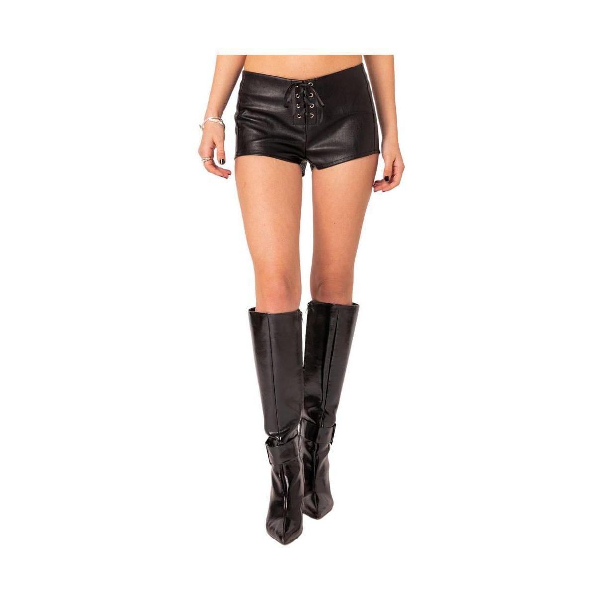 Women's Wilde Lace Up Faux Leather Shorts Product Image