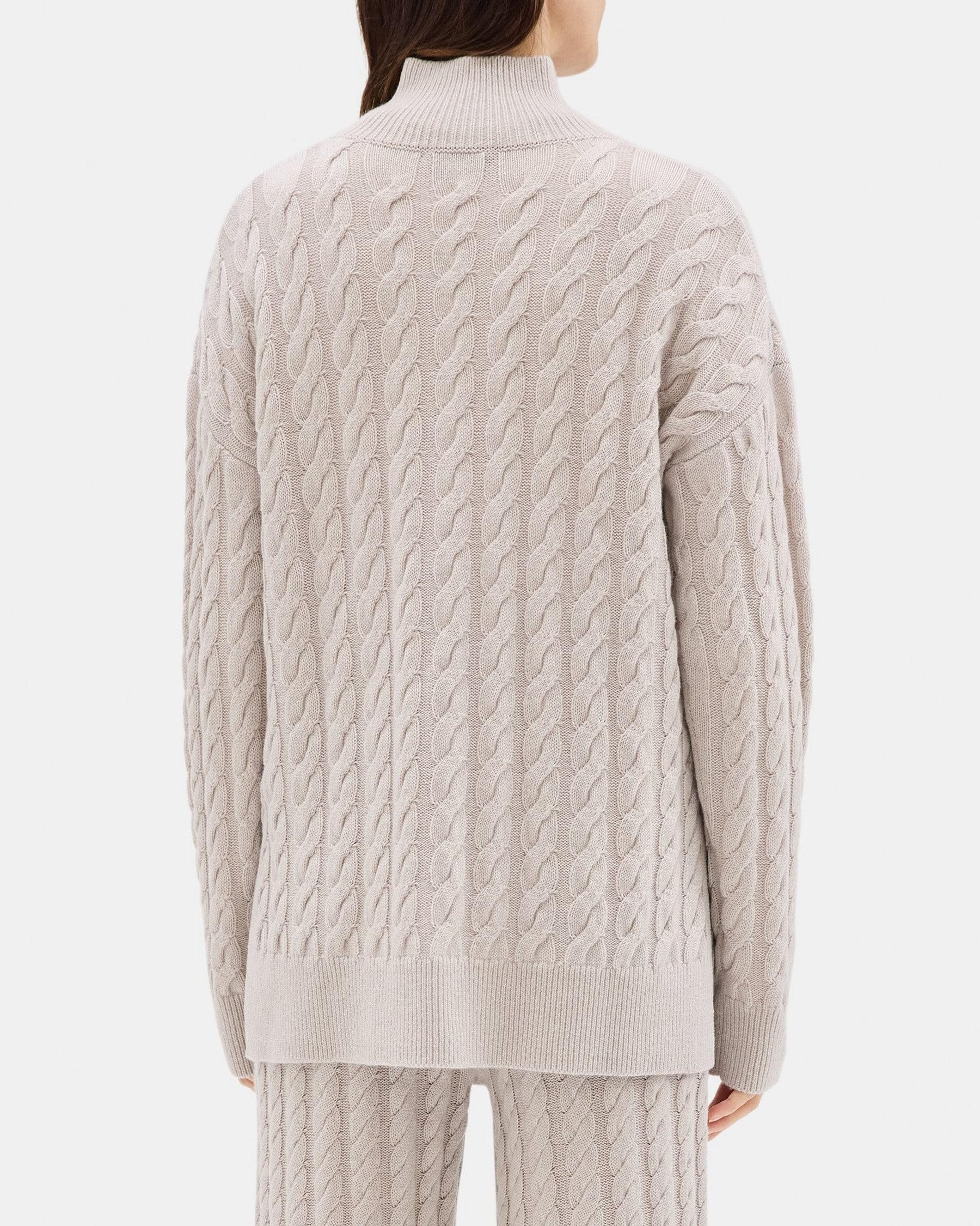 Cable Knit Half-Zip Sweater in Wool-Cashmere Blend Product Image