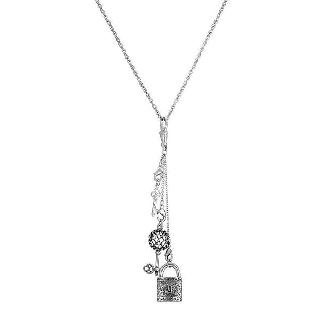 2028 Silver-Tone Multi Charm Key Lock Chain Necklace Product Image