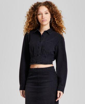 And Now This Womens Cotton Denim Corseted Shirt, Created for Macys Product Image