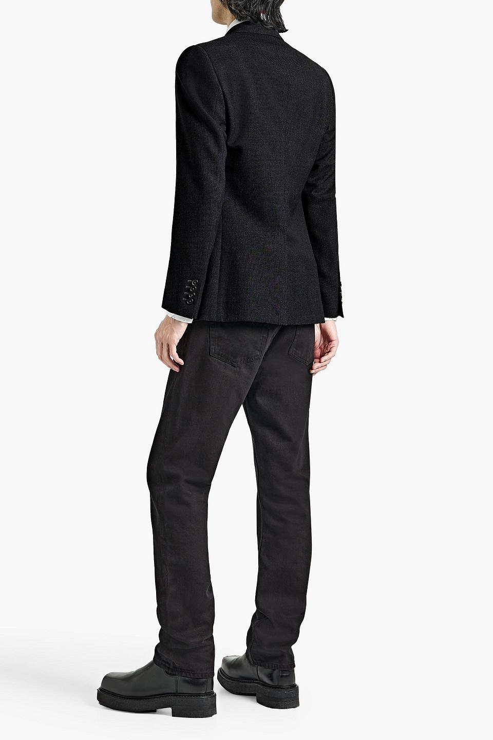 Slim-fit Grain De Poudre Wool Blazer In Dark Gray Product Image