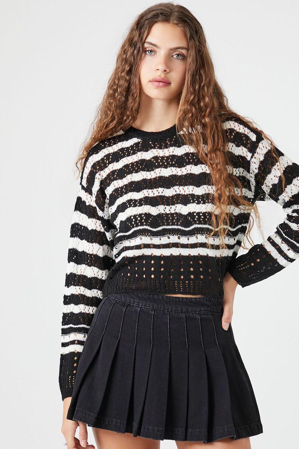 Striped Open-Knit Sweater | Forever 21 Product Image