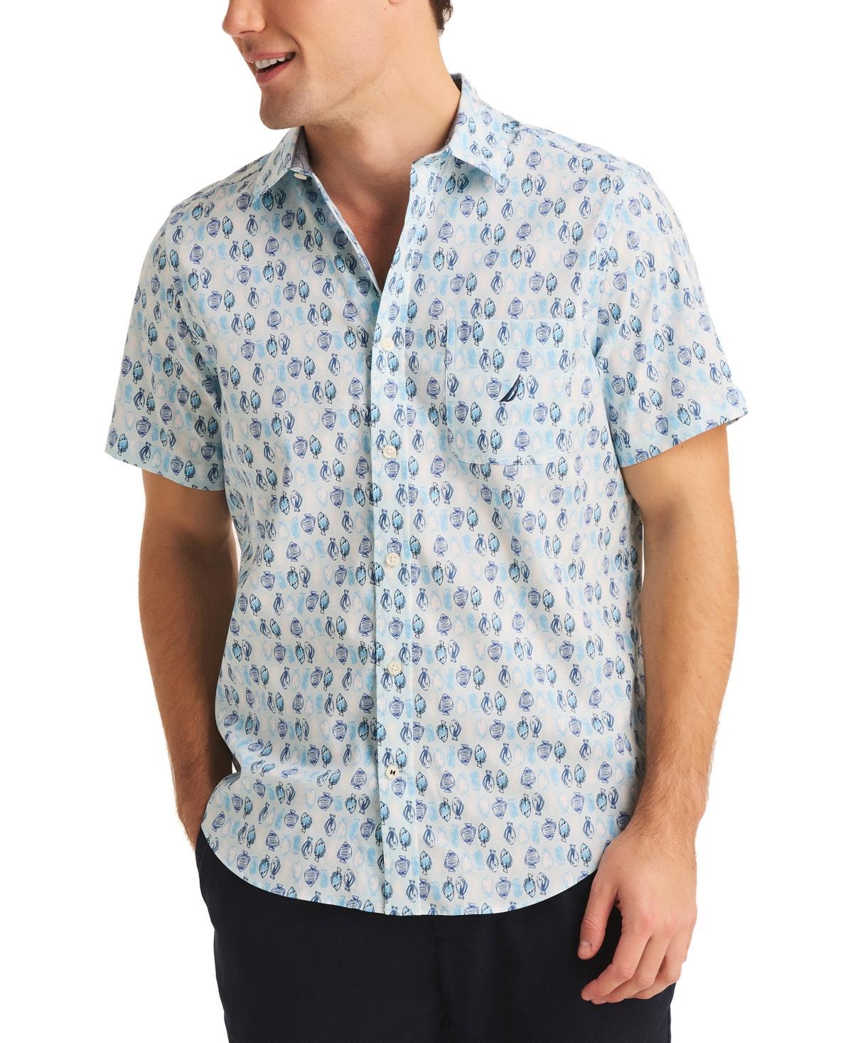 Nautica Mens Classic-Fit Fish-Print Button-Down Shirt Product Image