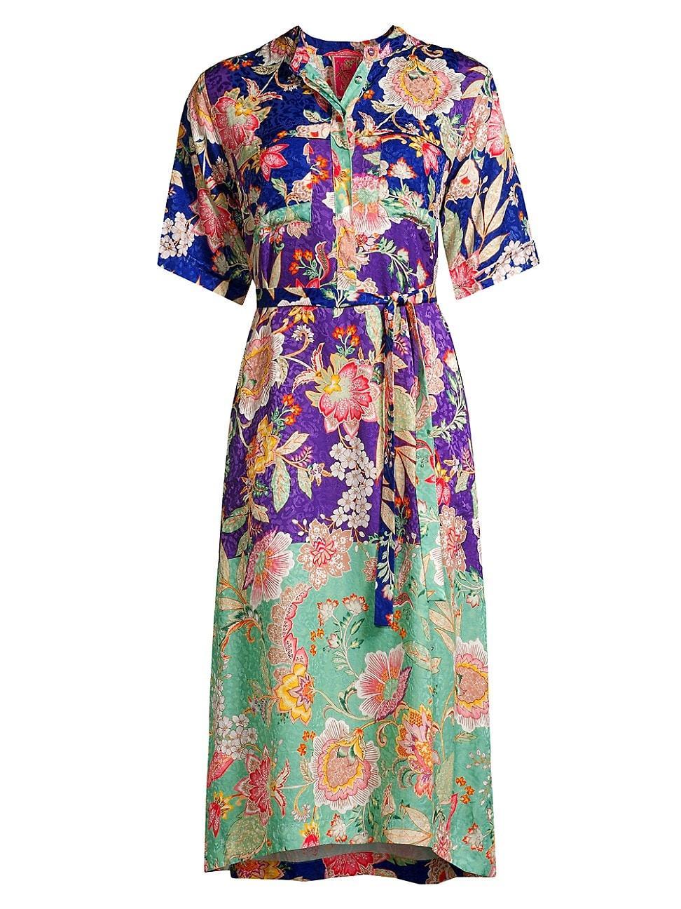 Womens Vivienne Deana Floral Tie-Waist Midi-Dress Product Image