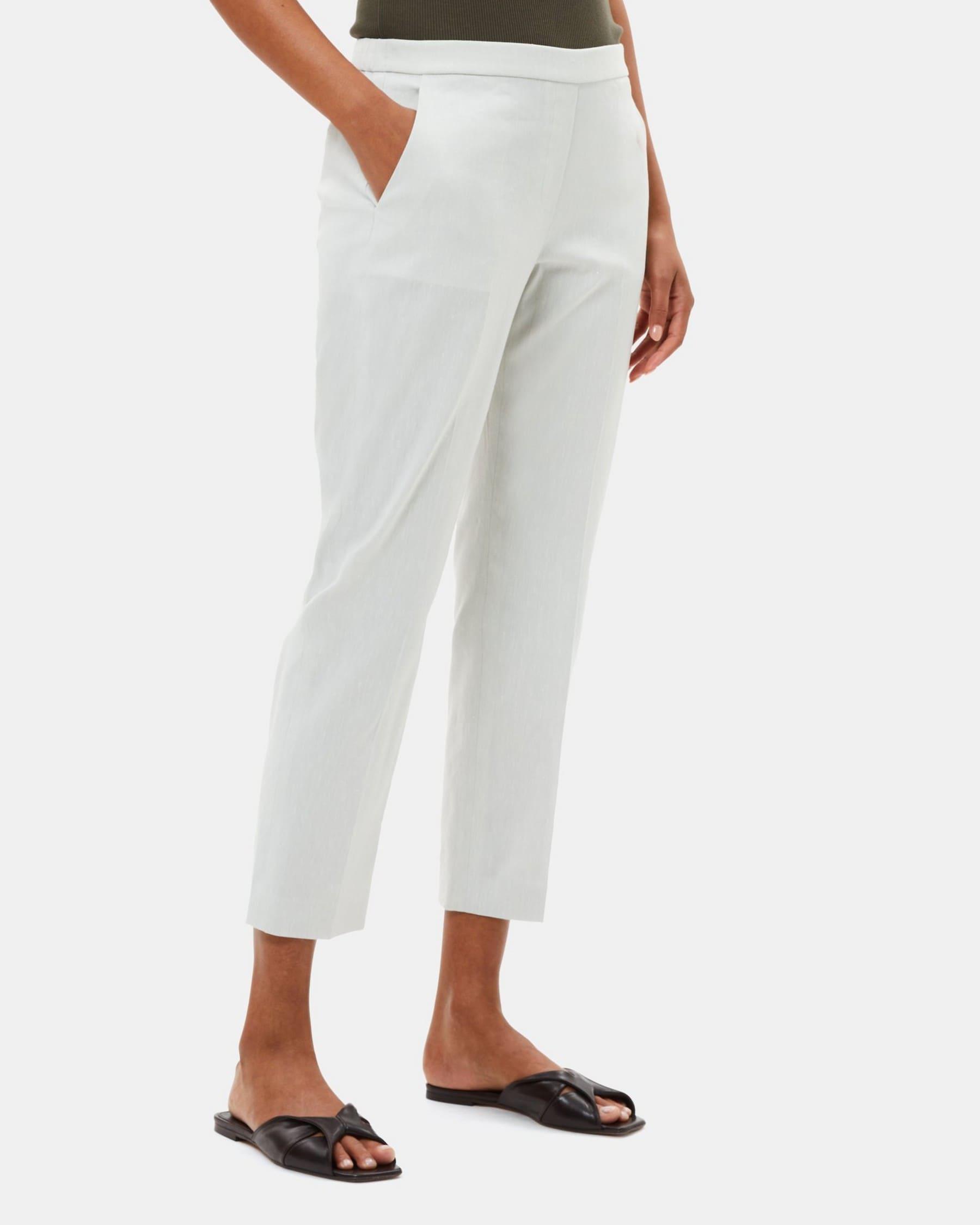 Slim Cropped Pull-On Pant in Linen Blend Mélange Product Image