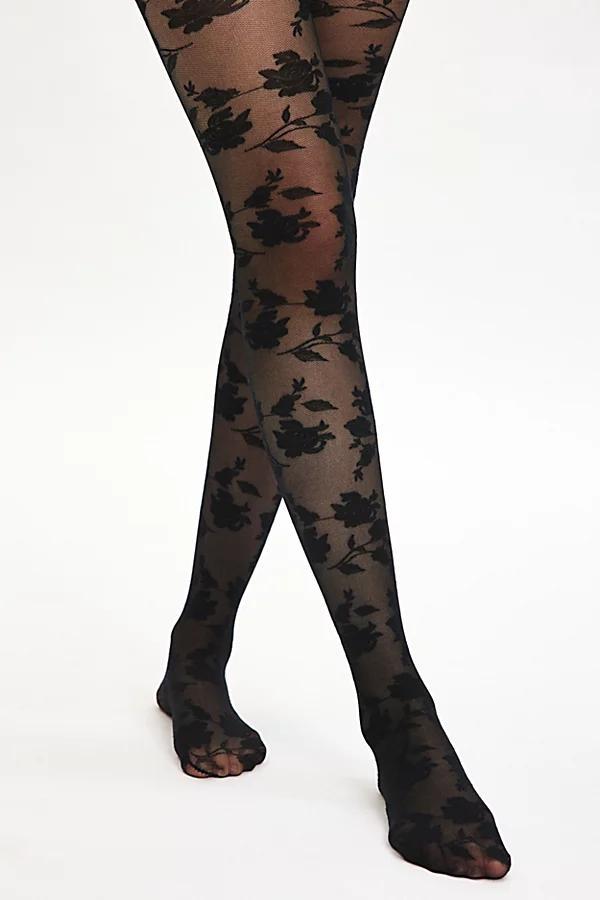 Rose Lace Tights Womens at Urban Outfitters Product Image