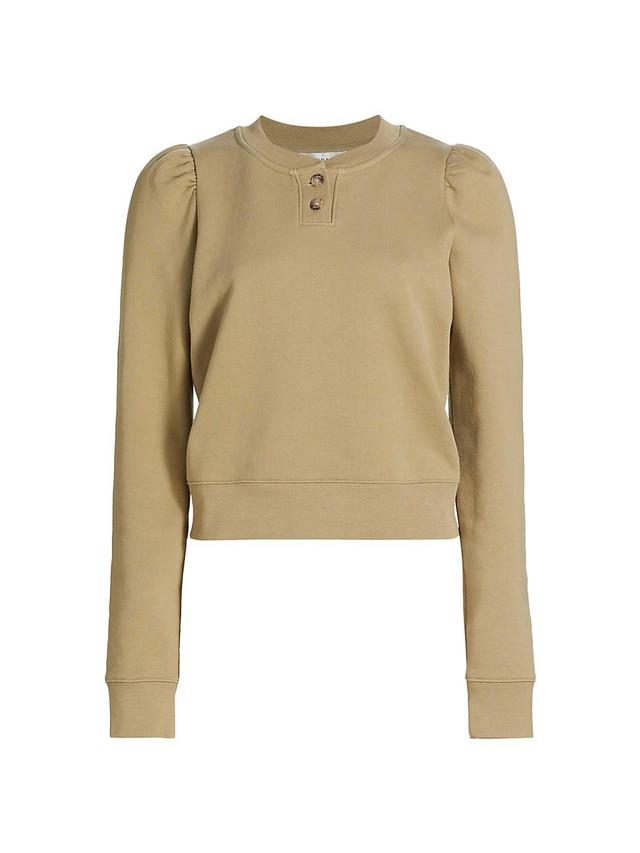 Womens Femme Brushed Cotton-Blend Fleece Henley Sweatshirt Product Image