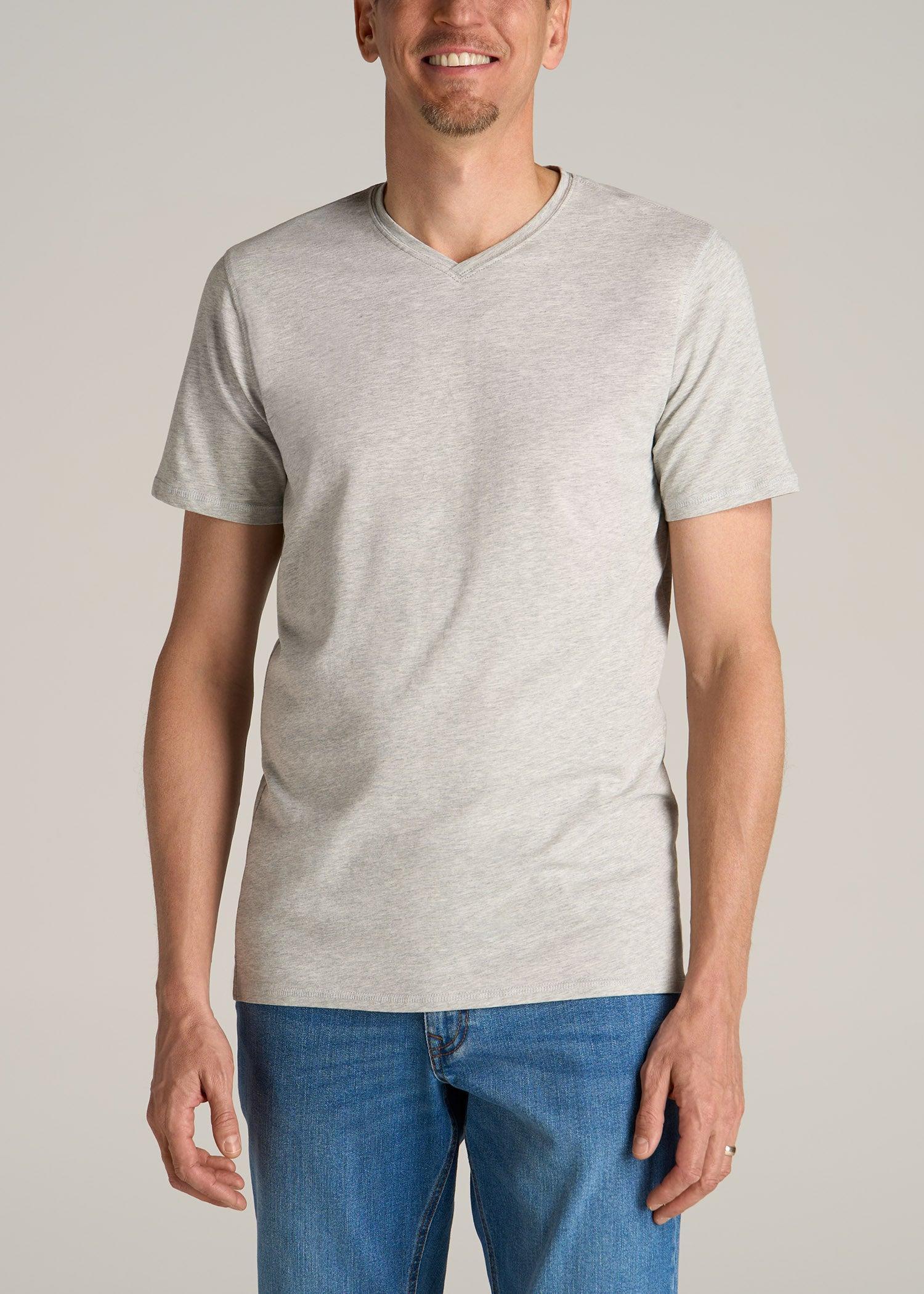 The Essential REGULAR-FIT V-Neck Men's Tall Tees in Grey Mix Product Image