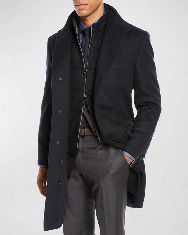 Mens ID Wool Top Coat, Navy Product Image