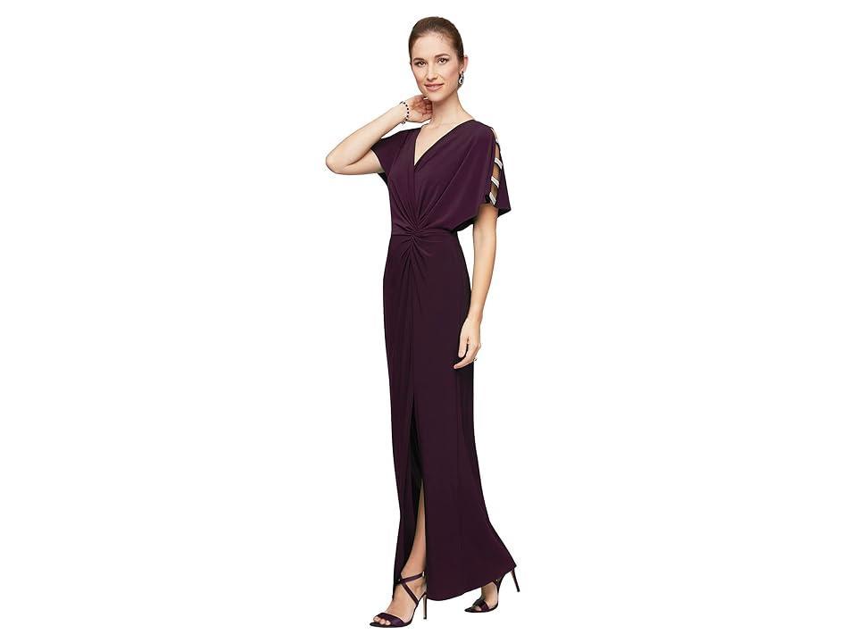 Alex Evenings Embellished Sleeve Knot Front Formal Gown Product Image