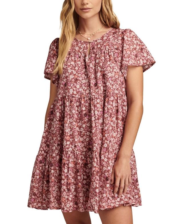 Women's Cotton Floral-Print Tiered Mini Dress Product Image