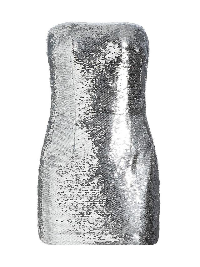 Womens Sequined Strapless Minidress Product Image