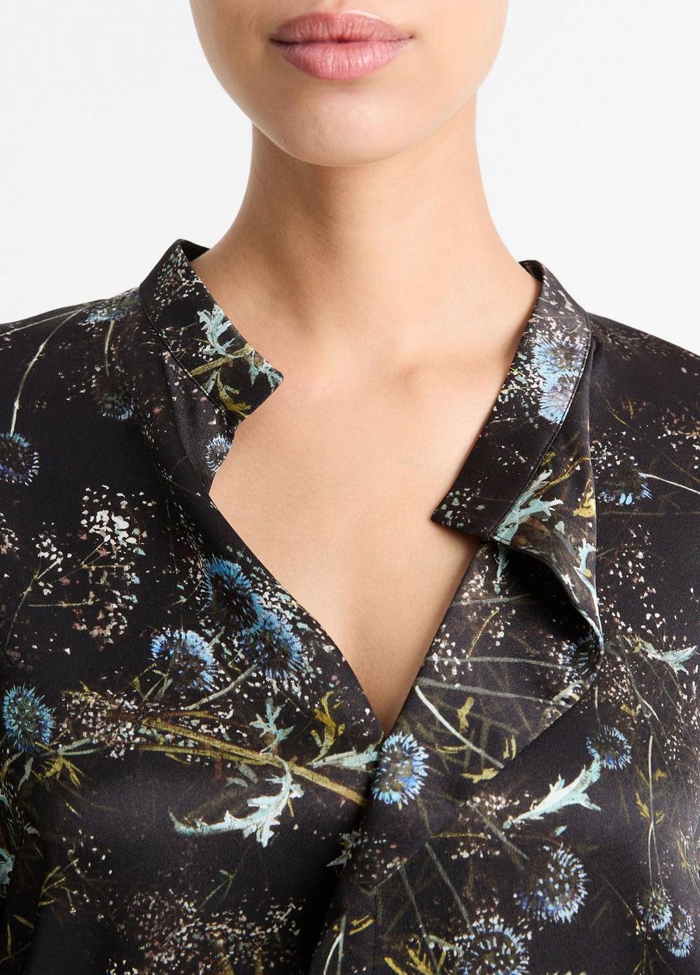 Womens Thistle Silk Draped-Collar Blouse, Aqua Shadow, Size XXS Vince Product Image