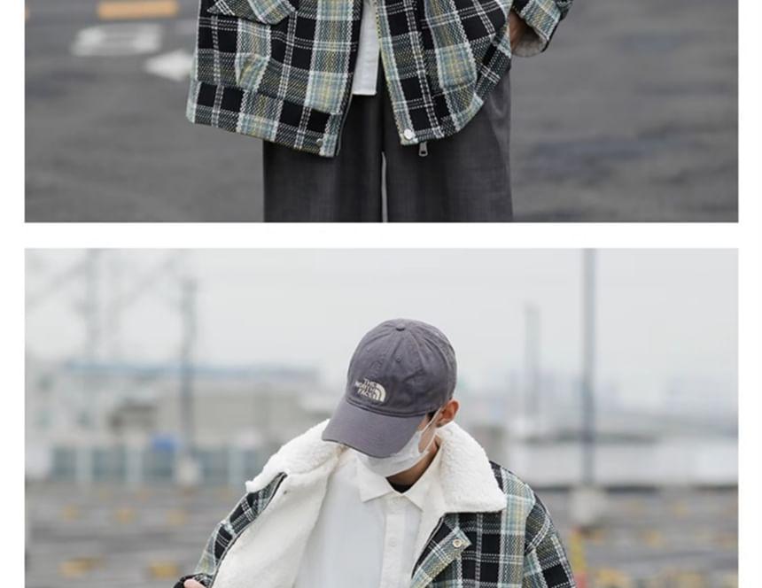 Plaid Pocket Detail Zip Jacket Product Image