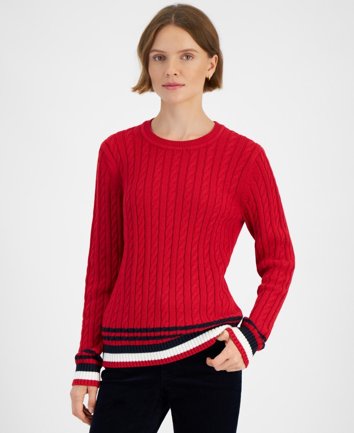 Tommy Hilfiger Womens Cable-Knit Crewneck Sweater product image