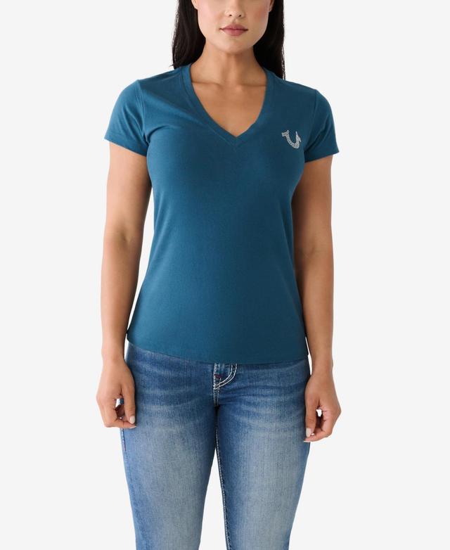 True Religion Womens Short Sleeve Buddha Slim V-neck T-shirt Product Image