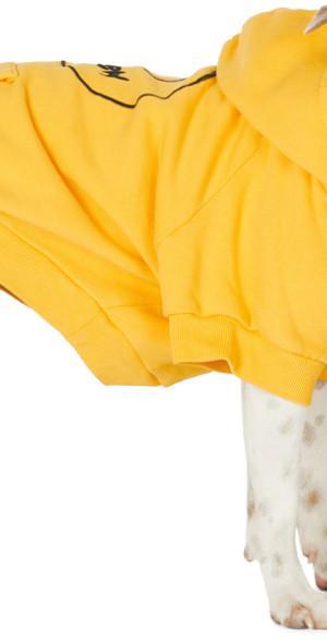 drew house SSENSE Exclusive Yellow Painted Mascot Hoodie Product Image