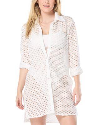 Carmen Marc Valvo Womens Crochet Tunic Swim Cover-Up Product Image