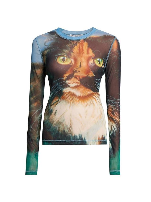 Womens Mesh Graphic Long-Sleeve T-Shirt Product Image