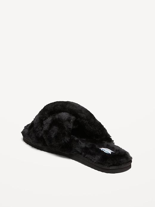 Faux-Fur Cross-Front Slippers Product Image