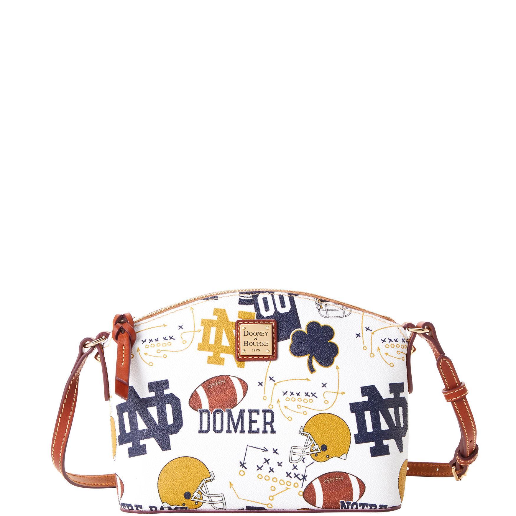 Dooney & Bourke Womens Collegiate University of Notre Dame Suki Crossbody Coated Cotton Shoulder Bag in White Multi Product Image