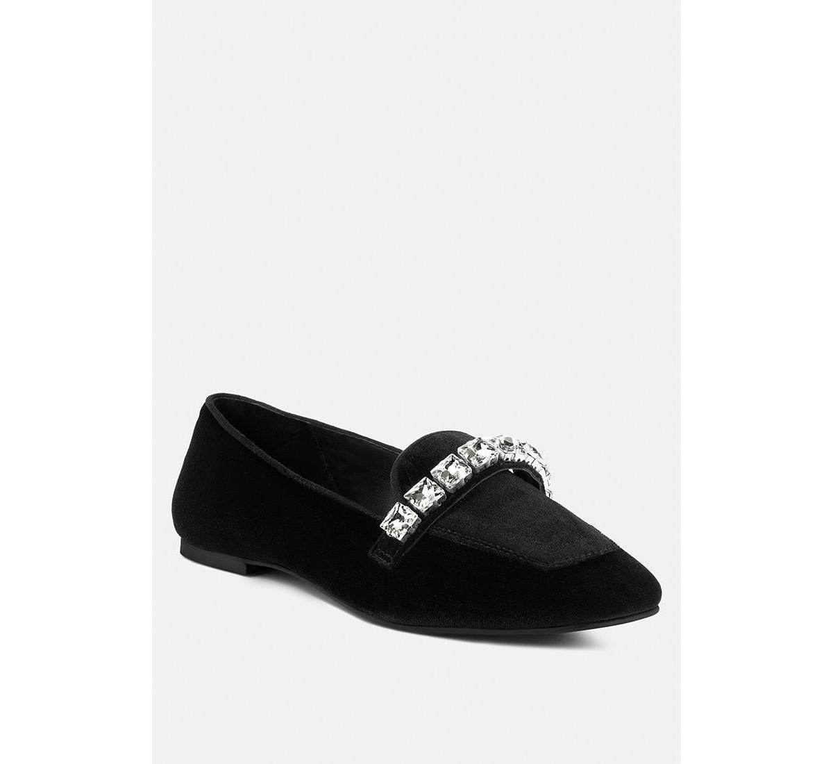 Lamington Womens Diamante Embellished Velvet Loafers Product Image