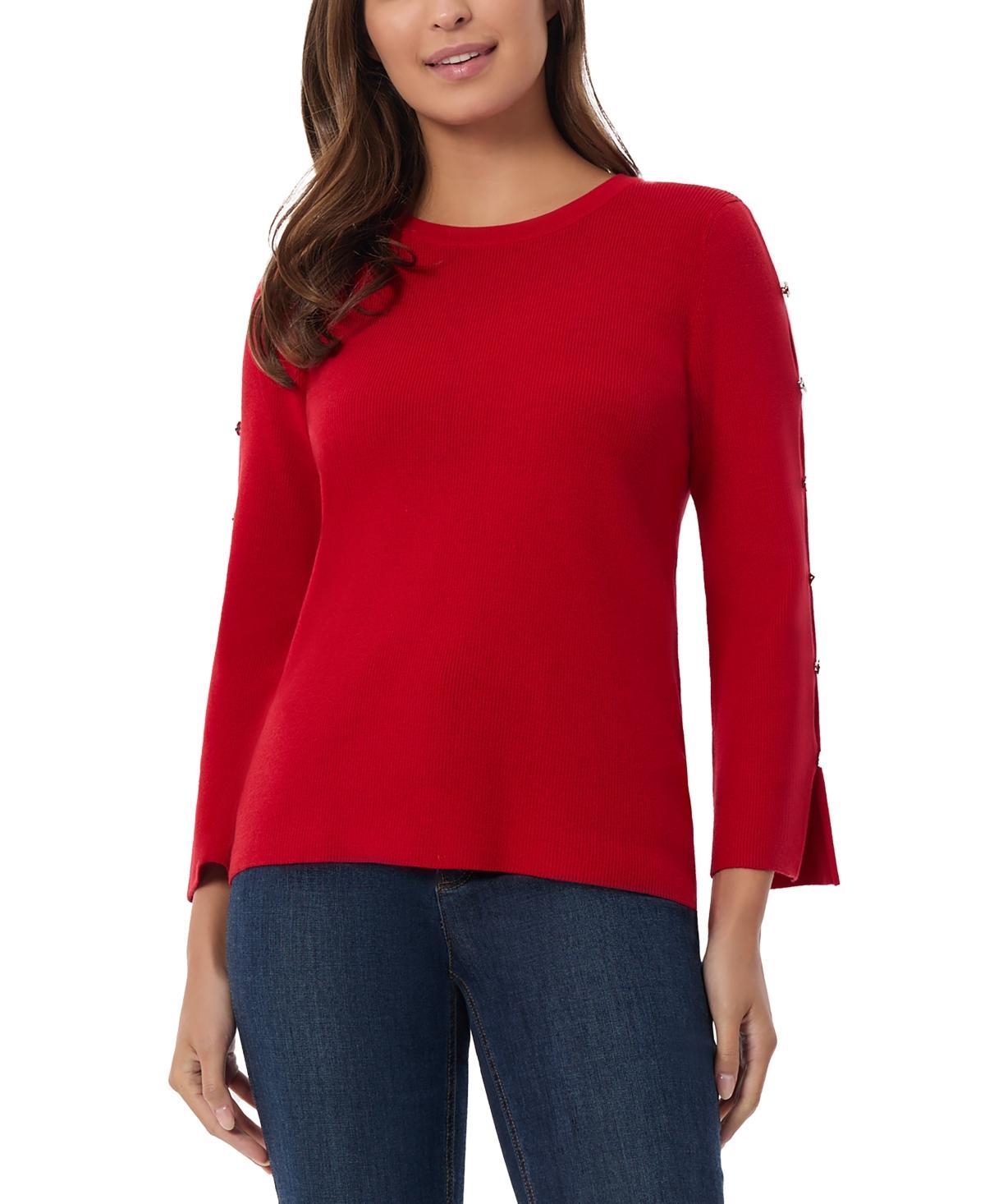 Jones New York Womens Peek-a-Boo-Sleeve Sweater product image