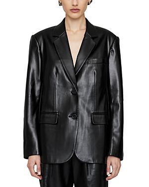 Womens Faux Leather Blazer Product Image