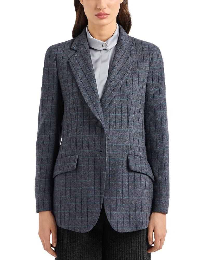 Womens Lightweight Wool Check Blazer Product Image