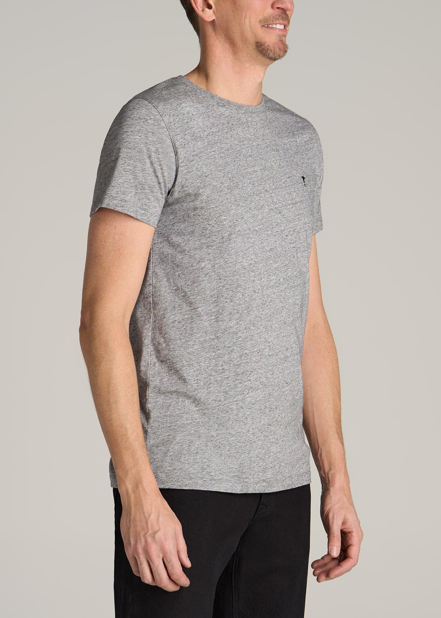 MODERN-FIT Embroidered Logo Crewneck T-Shirt for Tall Men in Heather Grey Male Product Image