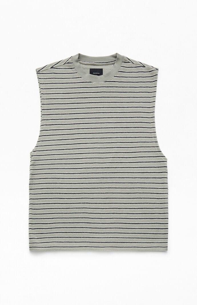 Mens Compass Striped Textured Tank Top in Grey Product Image