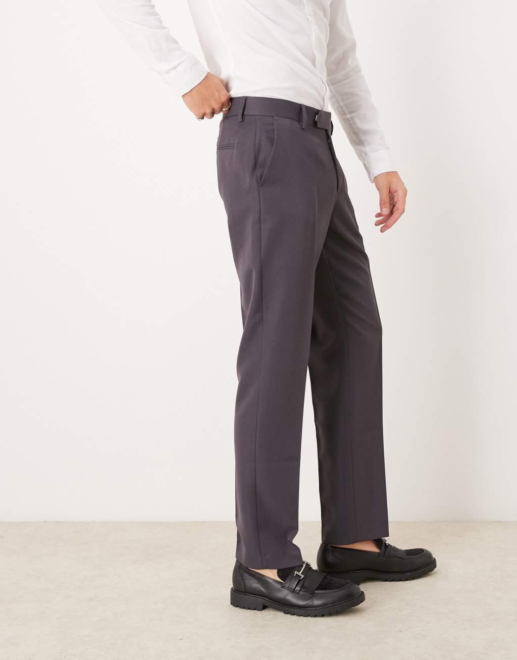 ASOS DESIGN smart slim fit pants in charcoal Product Image