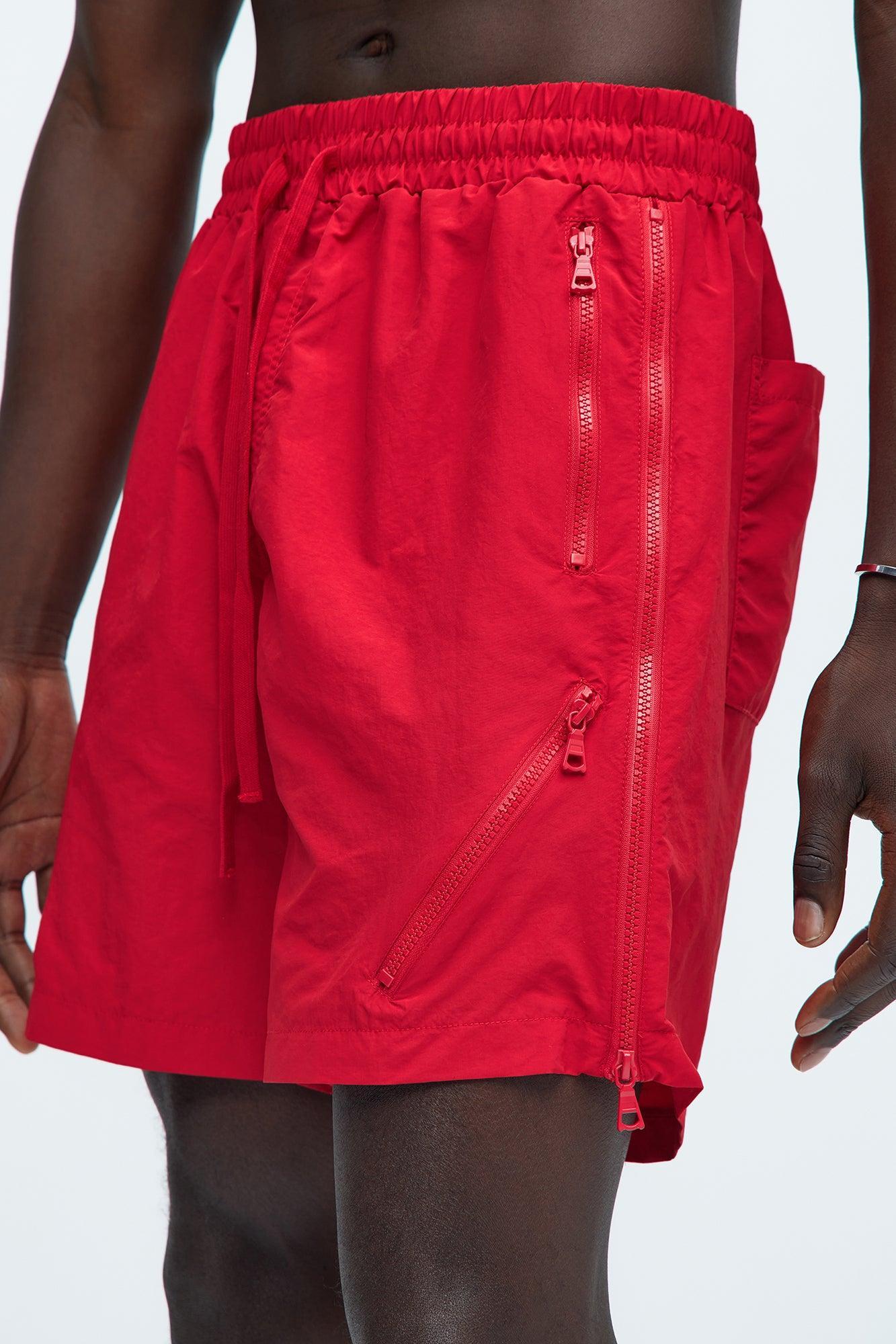 Break Away Zip Up Shorts - Red Product Image