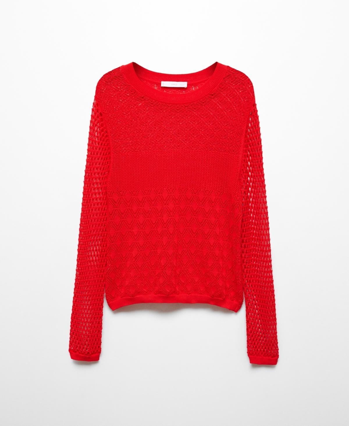 Mango Womens Openwork Knit Sweater Product Image