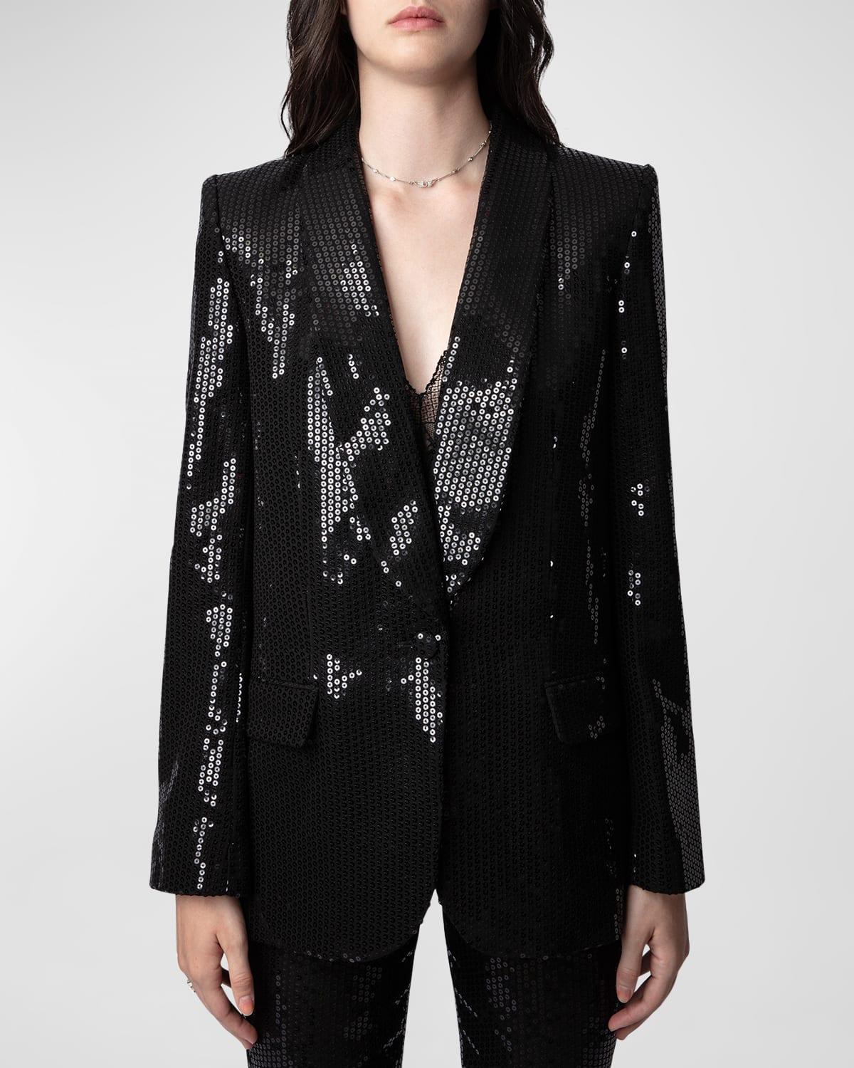 Zadig & Voltaire Vive Sequin Tuxedo Blazer Product Image