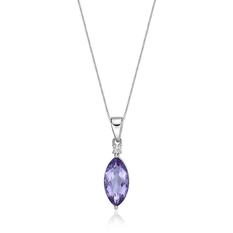 Gemminded Sterling Silver Amethyst & Lab-Created White Sapphire Pendant Necklace, Womens Product Image