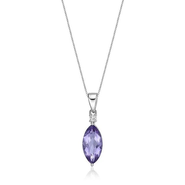 Gemminded Sterling Silver Amethyst & Lab-Created White Sapphire Pendant Necklace, Womens Product Image