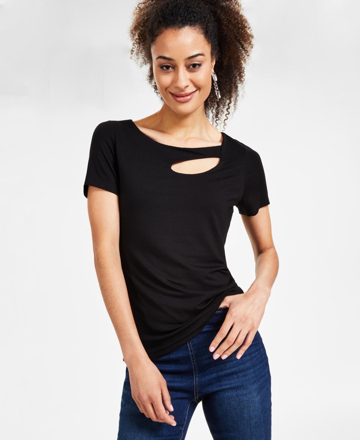 I.n.c. International Concepts Womens Asymmetrical Cutout T-Shirt, Created for Macys Product Image